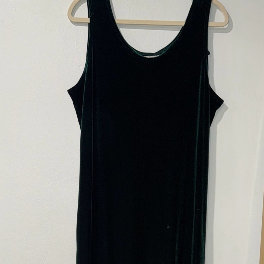 Nina PiccalinoGreen Womens Dress‎ Size 14 Velvet Vintage 90s Midi Slit Slip
